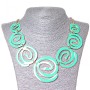 Necklace 'Watercolor', spiral-inlays tapering, gold-colored metal and aquamarine shine (30x5)