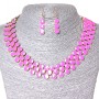 Set Necklace and Earrings 'Berries', Gold-tone metal with pink gloss