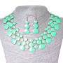 Lava-Lamp Set Necklace and Earrings, Gold-tone Metal and Aquamarine