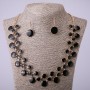 Necklace and earrings set with black enamel, length 57–64 cm