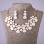 Necklace and Earrings Set with White Enamel, Length 46–52 cm
