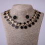 Necklace and Earrings Set in Black Enamel, 45 cm Length