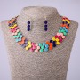Collar Necklace and Earrings Set with Multicolored Enamel, Length 45–50 cm