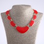 Athena Necklace with Red Enamel, 55 cm, Gold-Colored Metal