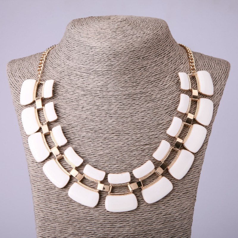 Necklace with White Enamel, 50-55 cm