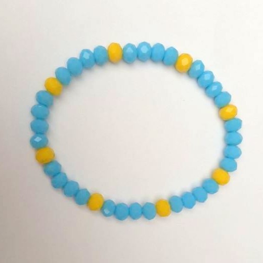 Bracelet "Ukraine" Czech Crystal yellow-blue, diameter 5x6 mm, length 18 cm ± (stretch)
