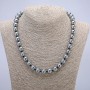 Terahertz natural stone necklace, smooth bead, 10mm diameter, 45cm length +