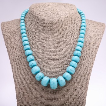 Necklace "Turquoise" (beads) (individual) trumpet (sapphire) with graduated sizes, diameter 8–20 (+/-) mm, length 48 cm