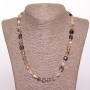Necklace of natural quartz stone 'Hairy' with flat faceting, 8–10 mm diameter, 50 cm long