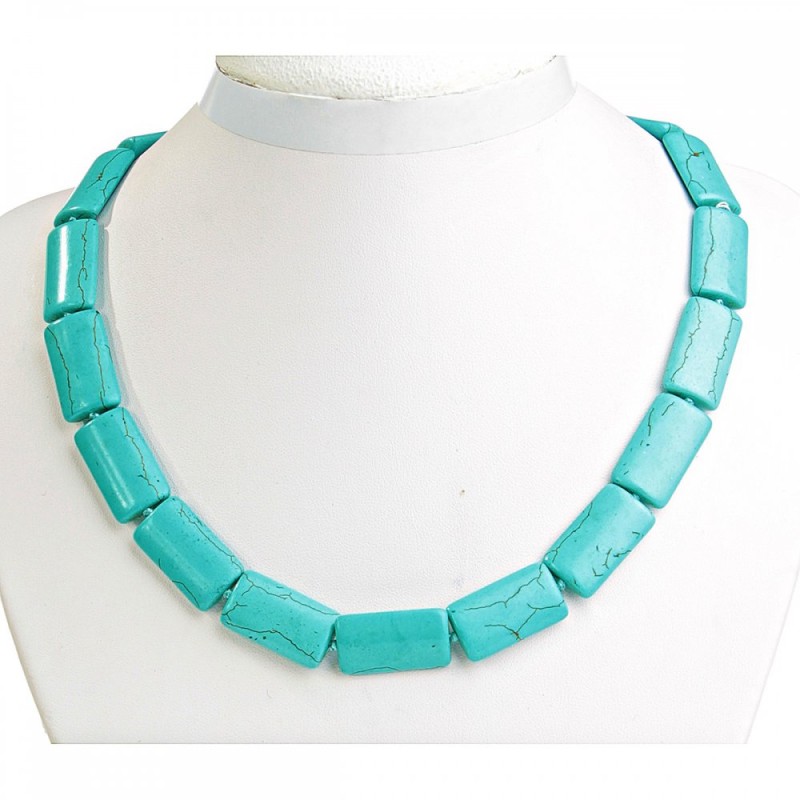 Turquoise beads (artificial) with veining, rectangle 15*25mm, length 48 cm