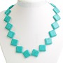 Turquoise necklace with veining (single) diamond 18×18 mm, length 45 cm