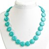Turquoise necklace with veining "coin" (single) 20 mm, length 49 cm