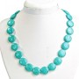 Turquoise necklace with veining "coin" (single) 20 mm, length 49 cm