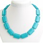 Turquoise blue beads (artificial) rectangular stone 18×25 mm ± and a bead between them, length 49 cm+