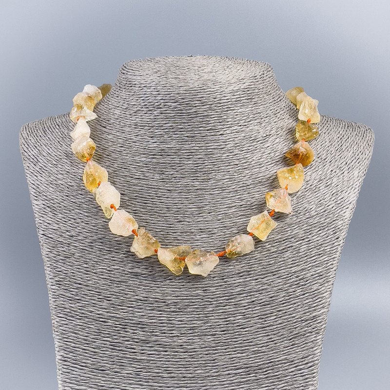 Raw citrine nugget necklace, 12×15 mm, length 45 cm±