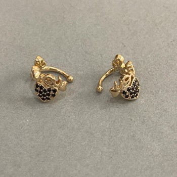 Ear Cuff Xuping 18K Gold Plating, Black Crystals, Love, 10x8mm