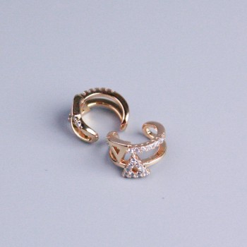 Double Ear Cuff Xuping 18K Gold Plating White Crystals Triangle 10x5mm +