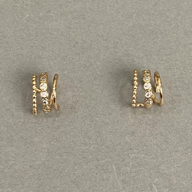 Triple Kaf Xuping 18K Gold Plating White Crystals 10x8mm +