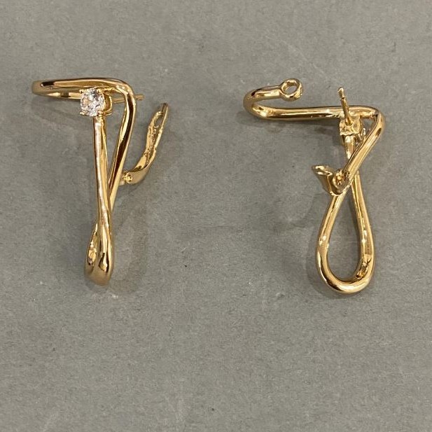 Xuping Earrings 18K Gold Plated with White Stones 34x22mm+