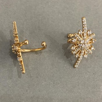 Ear Cuff Xuping 18K Gold Plating White Crystals Star, diameter 20×10mm+