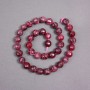 Rubellite Tourmaline Beads on Thread, Natural Stone, Faceted Spheres, Diameter 10 mm, Length 38 cm