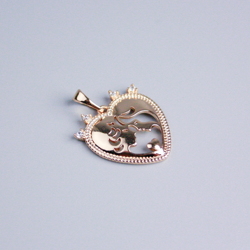Pendant Xuping 18K Gold Plating Heart with White Crystals, diameter 18×19 mm+