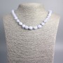 Blue Agate and Chalcedony Necklace, Natural Stone, Tumbled Beads, 11x8 mm ±, 46 cm ±