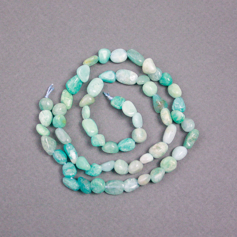 Amazonite beads on thread, natural stone, faceted, diameter 6×8 mm ±, length 39 cm ±