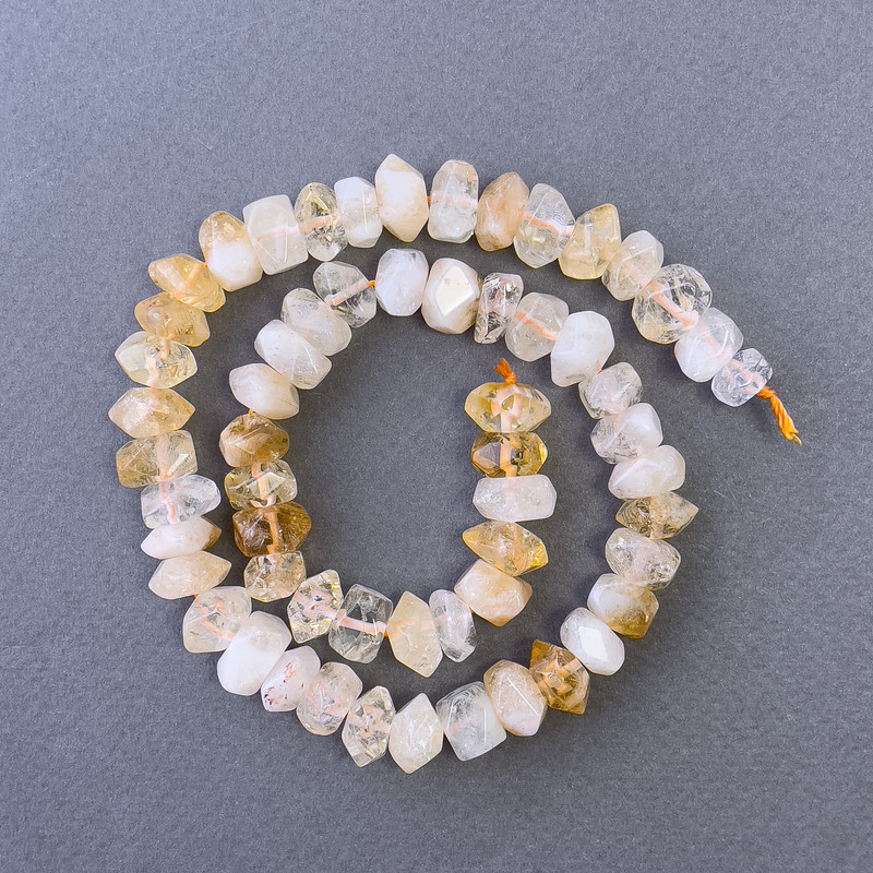 Citrine Beads, Natural Faceted Rondelle on Thread, Diameter 9.5×7 mm, Length 39 cm