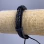 Bracelet, length 18–25 cm, thickness 12 mm, black eco-leather, with clasp