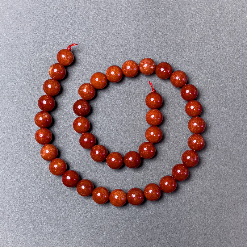 Red Jasper Beads (Pressed) Smooth Round Beads, 10mm Diameter ±, 39cm ± Length on Thread