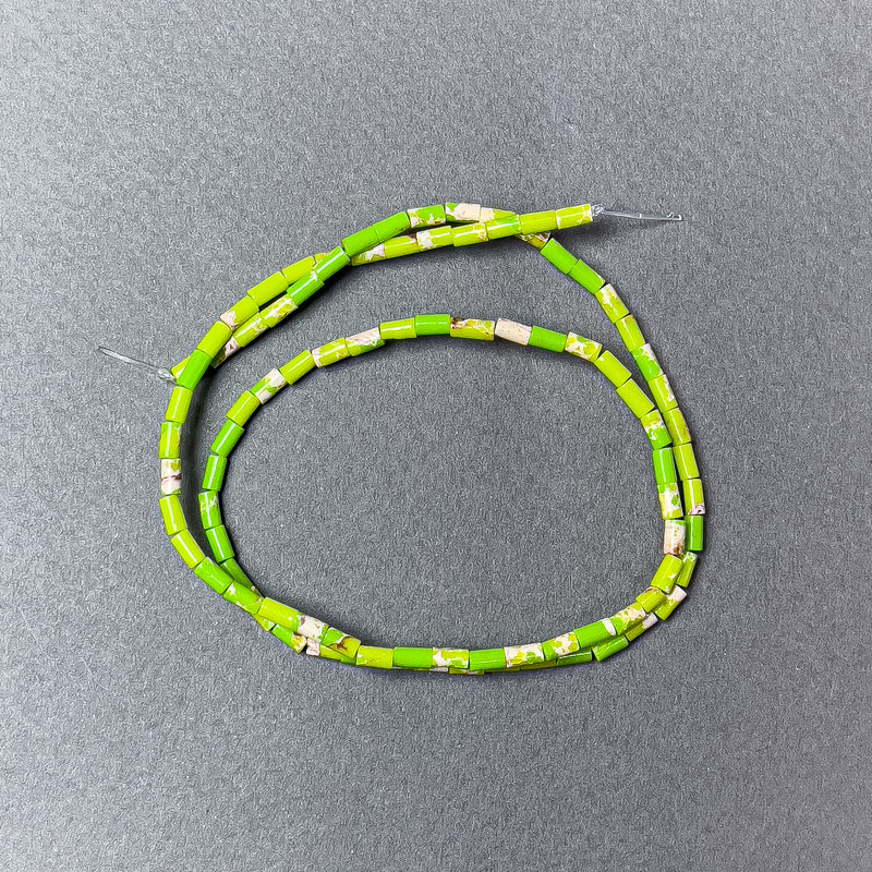 Green Variscite Beads (Pressed) Faceted Cut, 2x4 mm, length 38 cm ± on thread