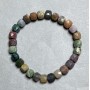 Bracelet with Green Jasper, natural stone, faceted cube beads, 7 mm diameter, 18 cm length (stretch)