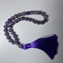Amethyst prayer beads, natural stone, smooth round beads, 8 mm diameter, 33 beads, with metal inlays