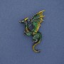 Dragon Brooch green and yellow enamel