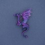 Dragon Brooch with matte purple and blue enamel, silver-tone metal 42×66 mm
