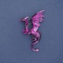 Brooch Dragon matte raspberry and black enamel silver-toned metal 42x66mm
