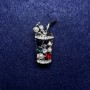 Brooch Cocktail with Multicolored Rhinestones and Beads, Silver-Tone Metal 15x35mm