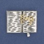 Brooch 'Book with Glasses' gray and gold enamel, silver-colored metal 35x26mm