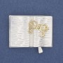 Brooch 'Book with Glasses' light gray enamel and golden enamel, silver metal 35x26mm