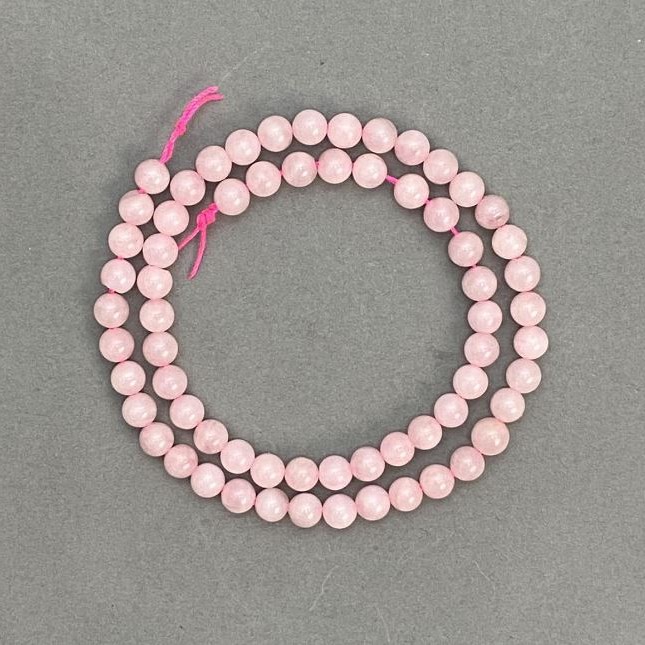 Rose Quartz Beads, Natural Stone, Smooth Round Beads, 6.5 mm Diameter, 38 cm Length