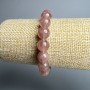 Bracelet with Strawberry Quartz natural stone smooth beads, diameter 8.5 mm, length 18 cm ± (stretch)