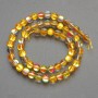 Opal glass beads, Yellow Chameleon, smooth round beads, diameter 6.5 mm ±, length 38 cm ± on thread