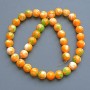 Beads 'Variscite' (synthetic acrylic) green, orange and white smooth round beads, 10 mm diameter, 39 cm long ± on thread