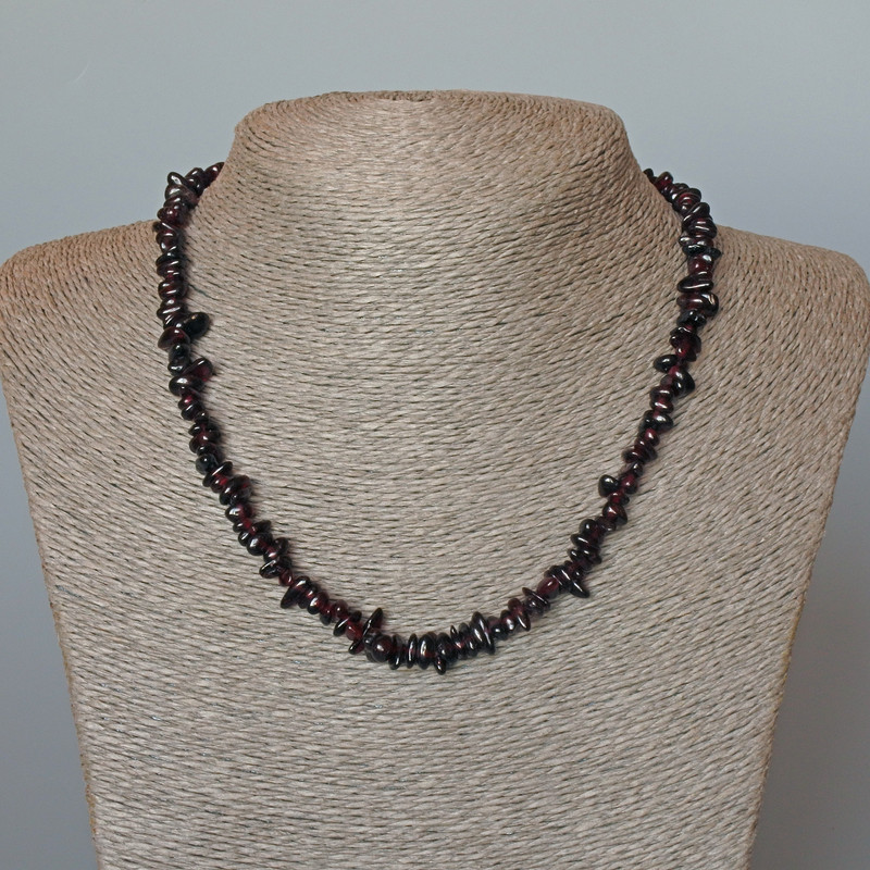 Garnet Necklace, natural stone, faceted beads, diameter 6×2 mm, length 45 cm
