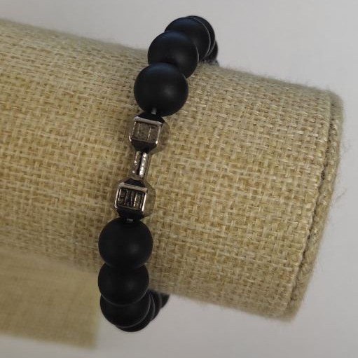 Shungite Bracelet (Artificial) 'Dumbbell', 10 mm diameter, length 18 cm ± (stretch)
