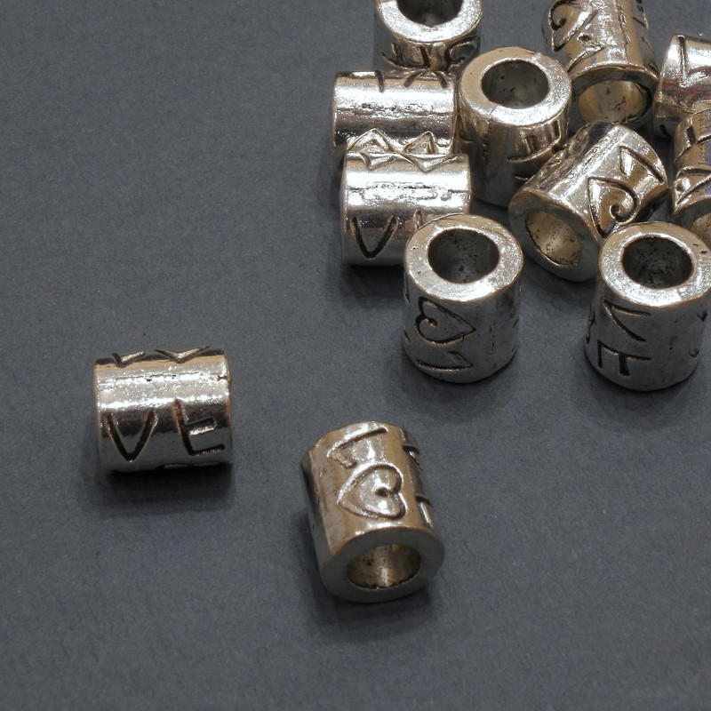Bead finding 'Love' Pandora style, diameter 8×9 mm, hole diameter 4.5 mm, packaging 20 g, 12 pcs. (±)
