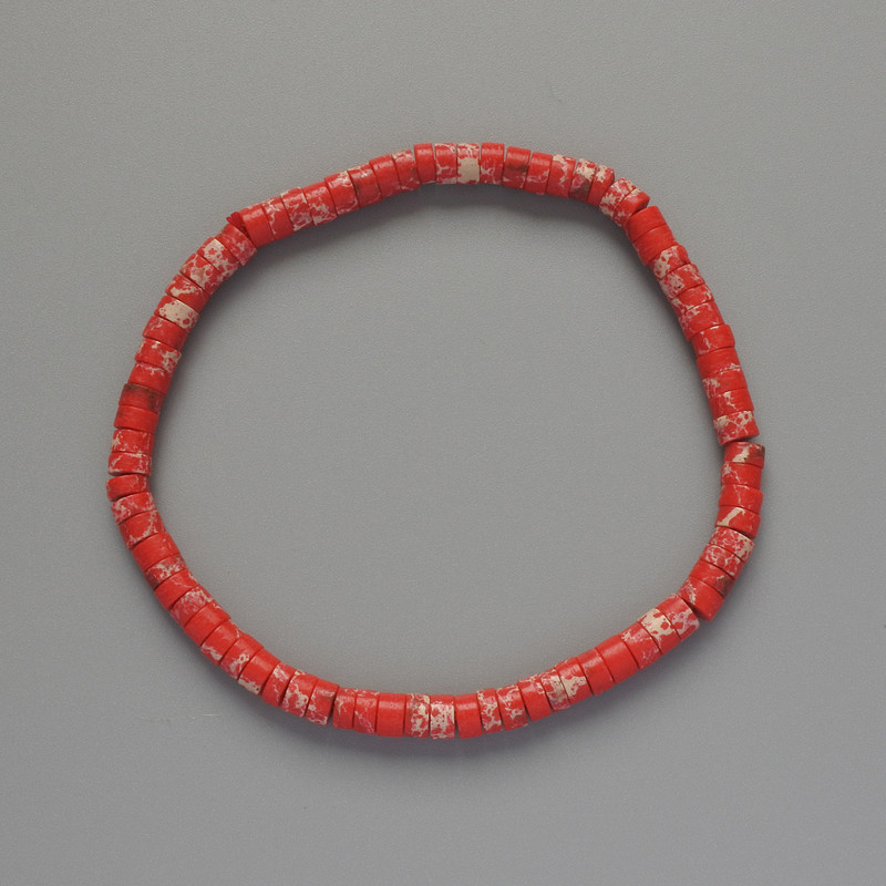 Bracelet of red variscite (pressed) disc beads, diameter 4.5×2.5 mm, length 18 cm (stretch)
