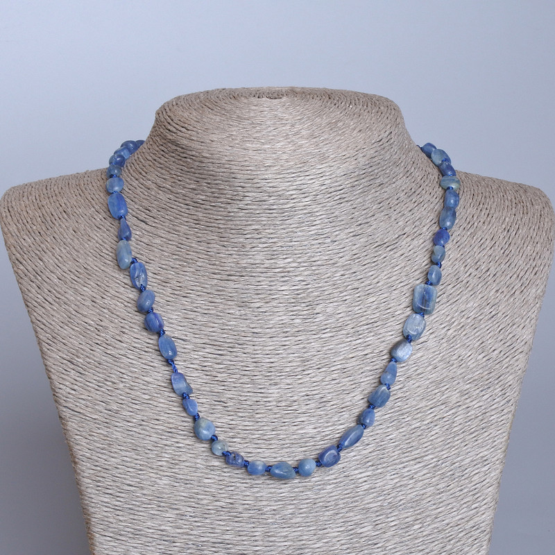 Kianite Necklace with natural stone, faceted beads, 6×7–8×11 mm, length 48 cm