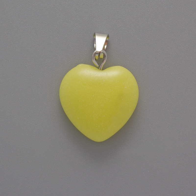 Heart Pendant with Citrine (Synthetic), 16×16×5 mm, length 23 mm ±